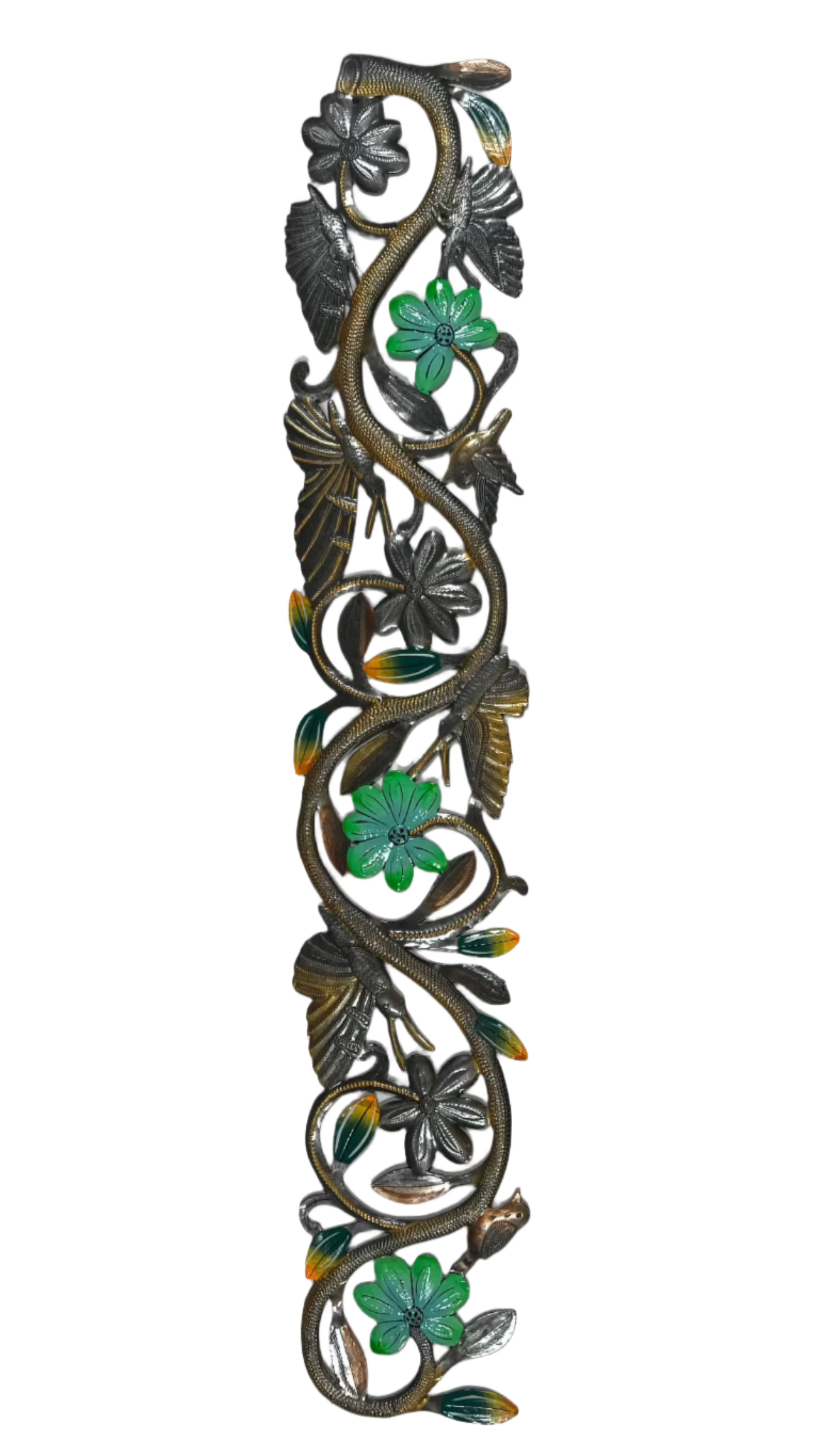 Bronze and green vine with birds and butterflies